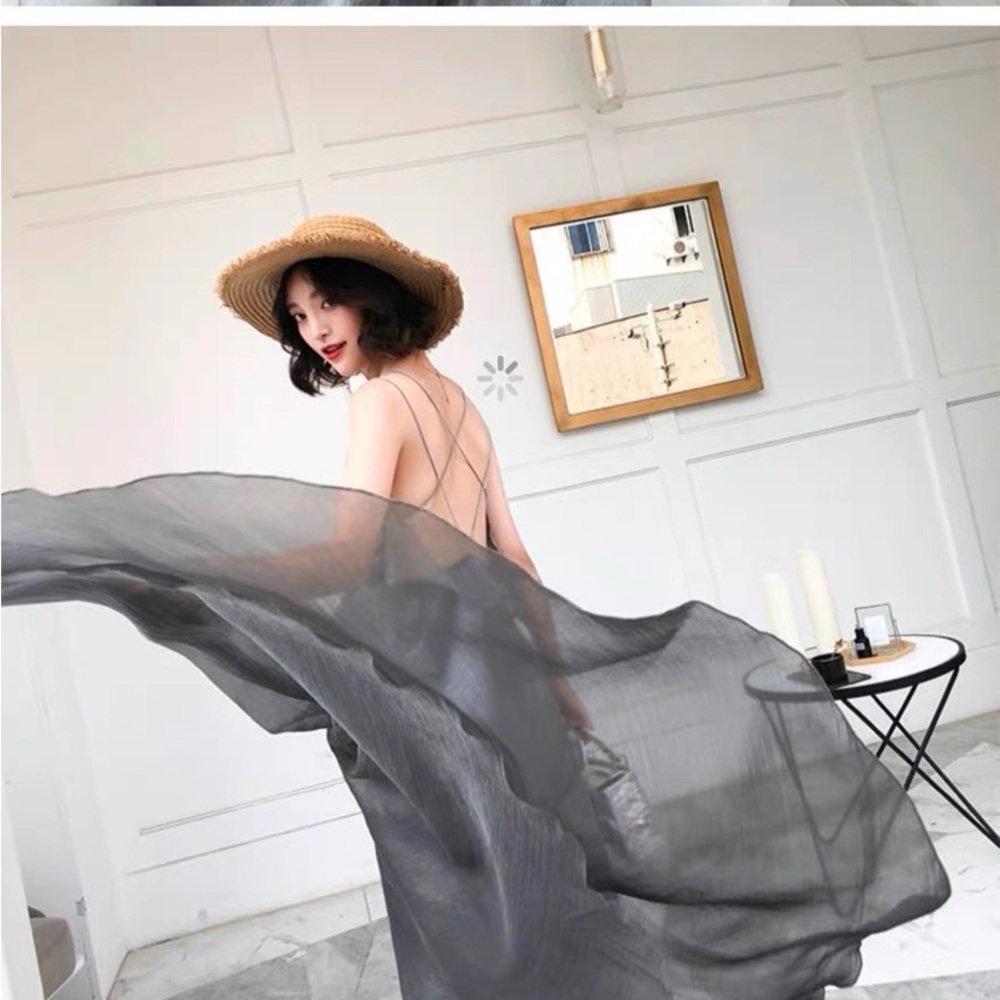 Silver Backless Sundress with Spaghetti Straps - Picture 2 of 4
